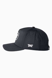 Men's Dog Tag 5-Panel Snapback Cap - Black/White Logo - One Size Black & White